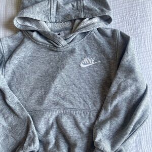 Nike Kids Light Grey Hooded Sweatshirt with White Logo